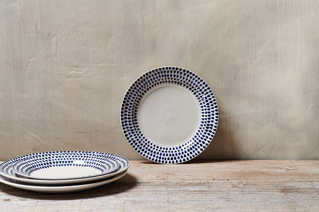 Indigo Drop Side Plate Cream Indigo