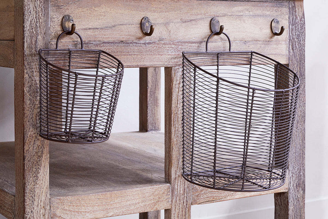 Inkollu Wall Hung Baskets Aged Brass Set Of 2