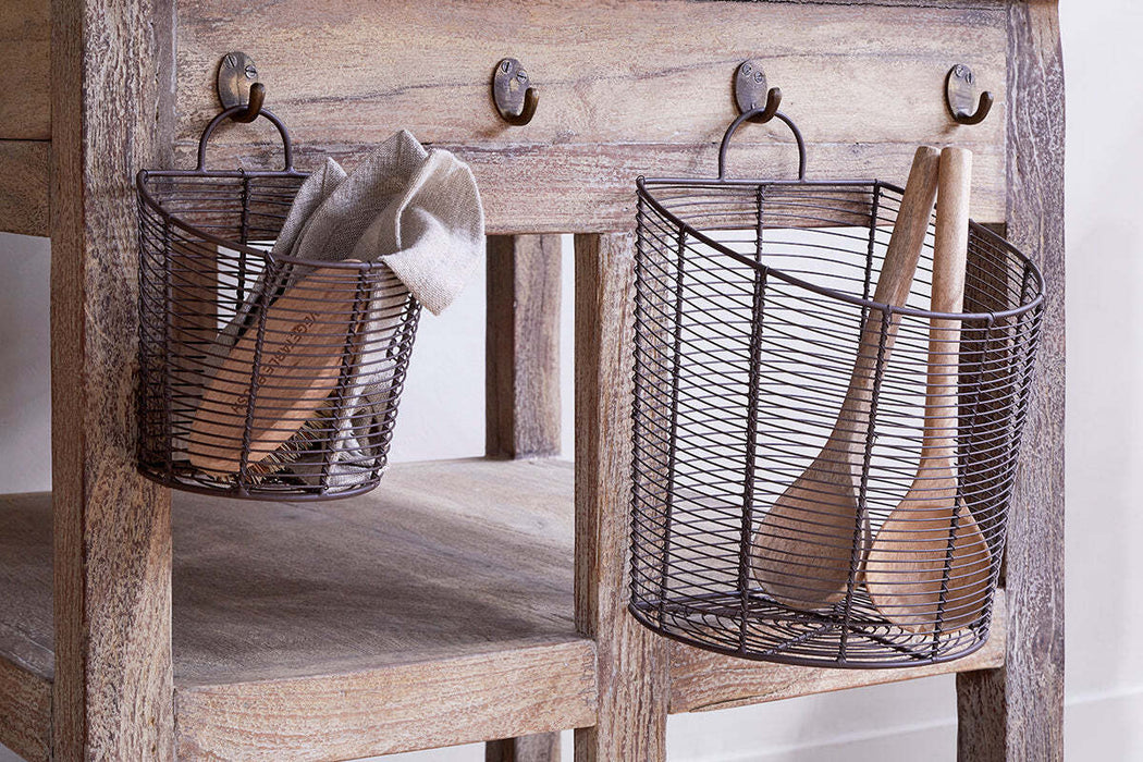 Inkollu Wall Hung Baskets Aged Brass Set Of 2