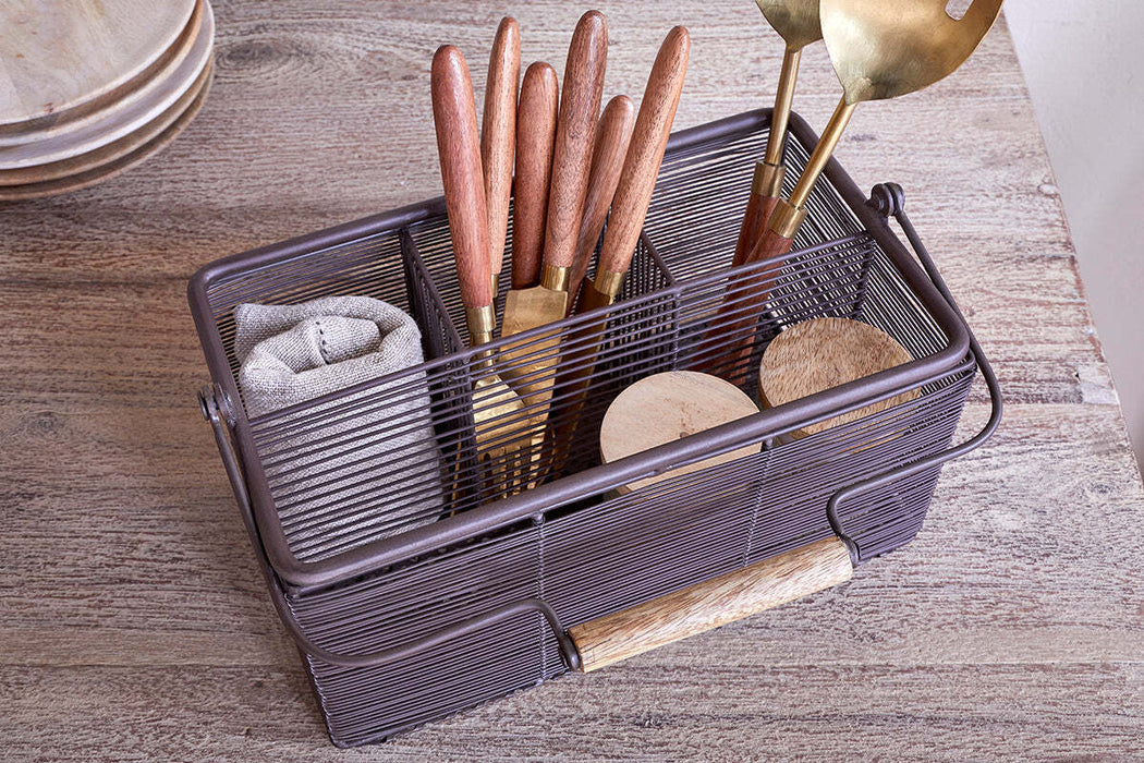 Inkollu Wire Cutlery Holder Aged Brass
