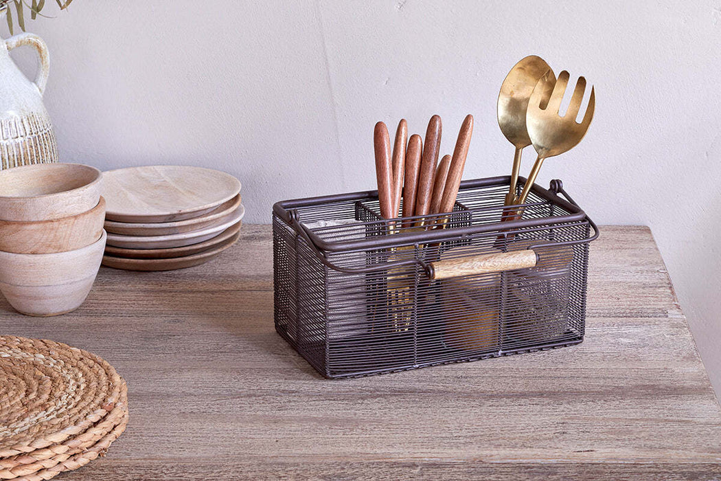 Inkollu Wire Cutlery Holder Aged Brass