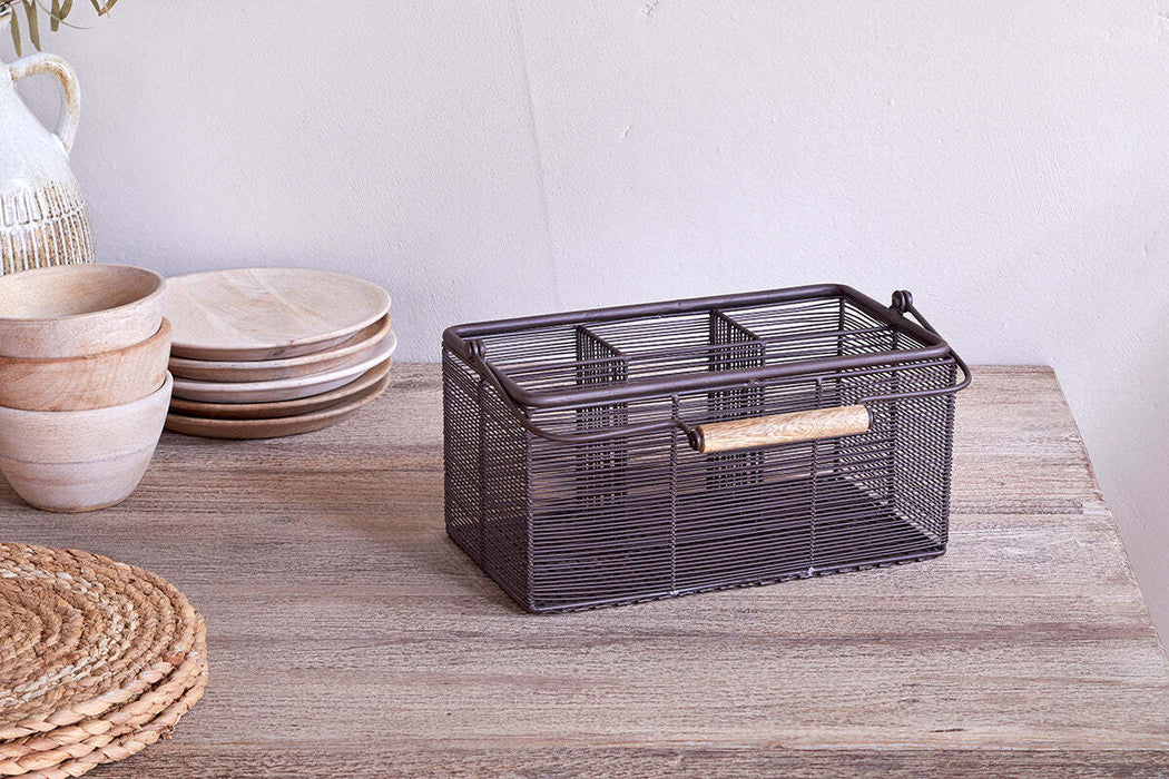 Inkollu Wire Cutlery Holder Aged Brass