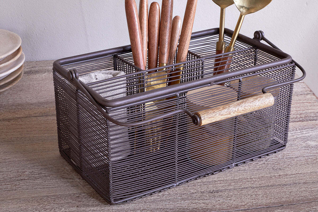 Inkollu Wire Cutlery Holder Aged Brass