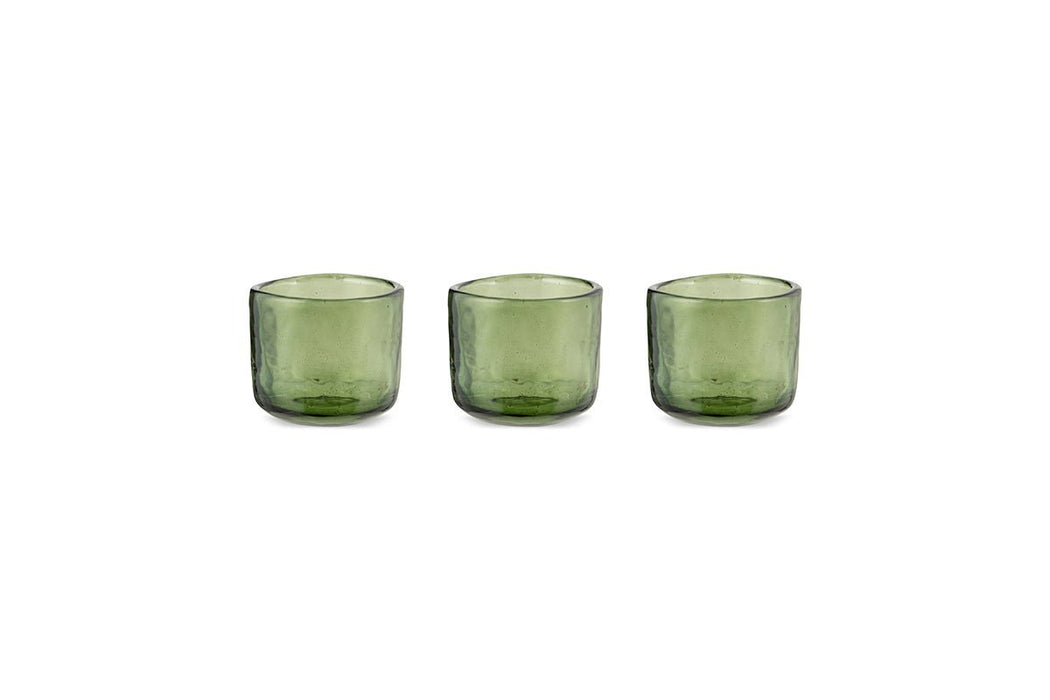 Irda Glass Small Tealight Dark Emerald Small Set Of 3