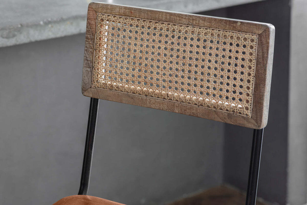Iswa Leather Cane Counter Chair