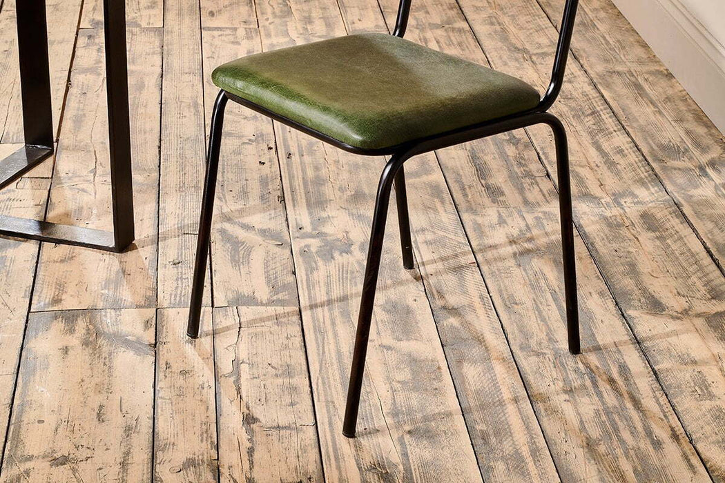 Iswa Leather Cane Dining Chair Green