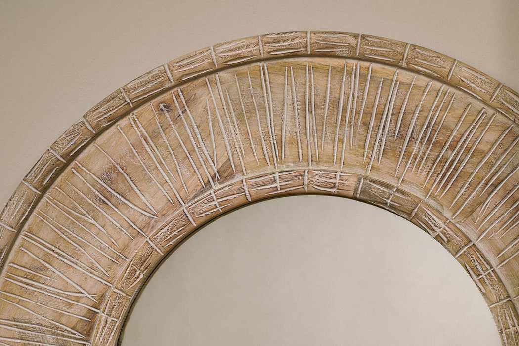 Itwa Mango Wood Carved Mirror Natural