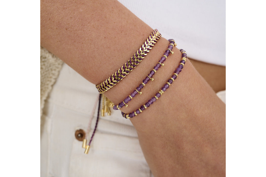 Iztac Gold & Purple Ombre Braided Bracelet