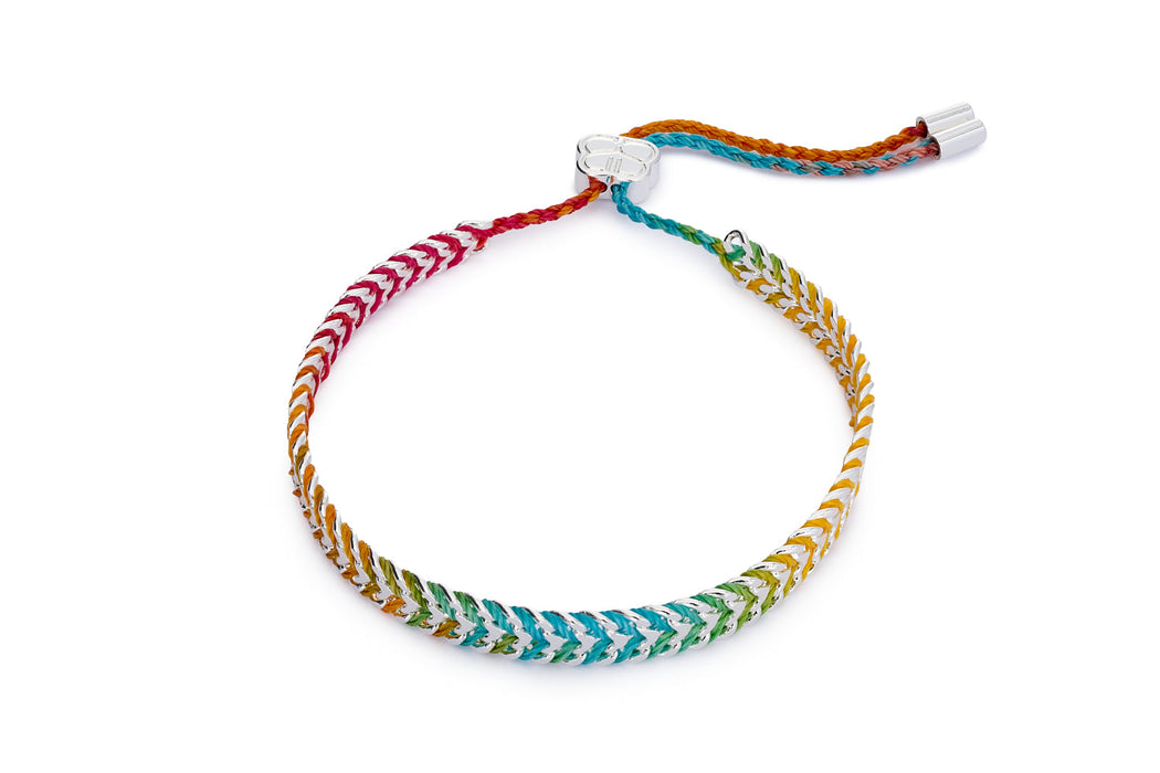 Iztac Rainbow Ombré Silver Woven Bracelet
