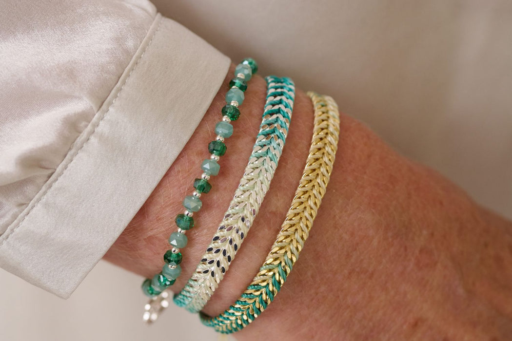 Prunus PVD Aqua & Silver Crystal Stretch Bracelet