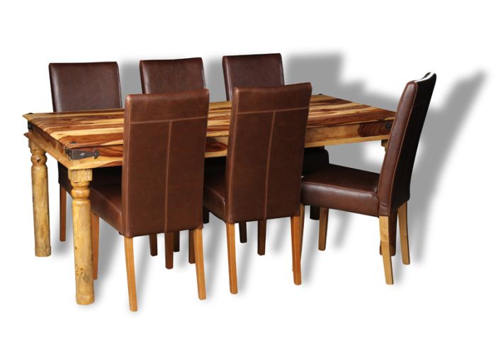 Acre & Artisan Large Jali Light Dining Table And 6 Barcelona Chairs (180cm)