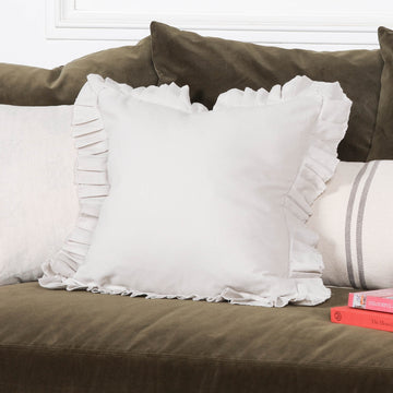 Silver Birch Grey Pink Cotton Frill 45cm Cushion Cover