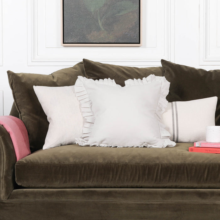 Silver Birch Grey Pink Cotton Frill 45cm Cushion Cover