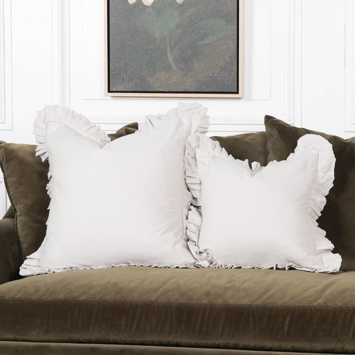 Silver Birch Grey Pink Cotton Frill 45cm Cushion Cover