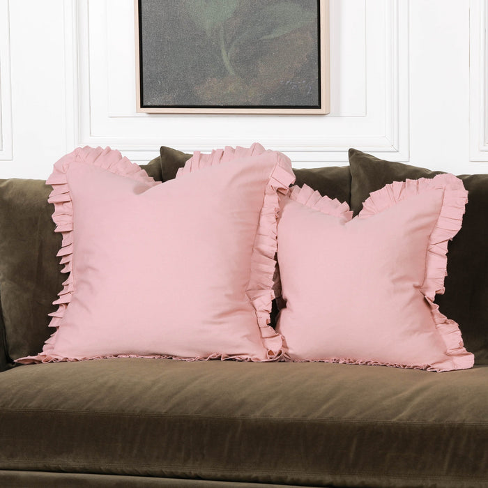 Wild Rose Pink Cotton Frill 55cm Cushion Cover