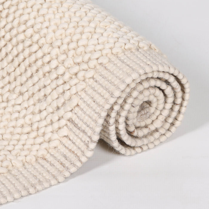 Ivory Pebble Wool Border Rug 170x120cm