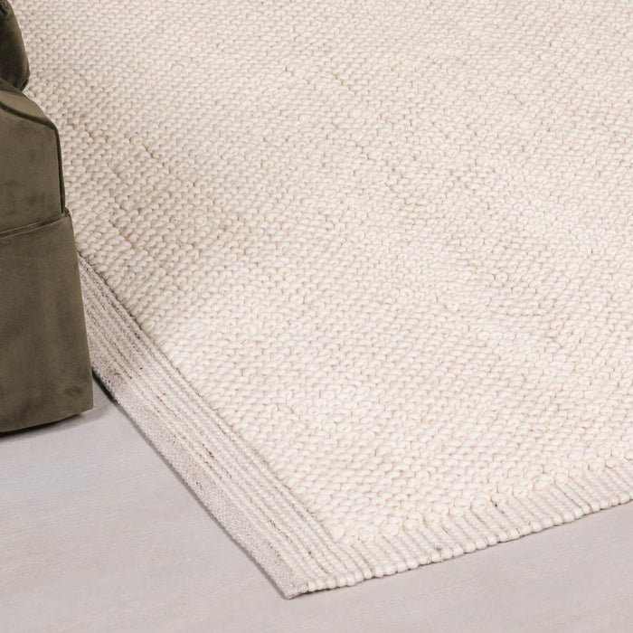 Ivory Pebble Wool Border Rug 260x180cm