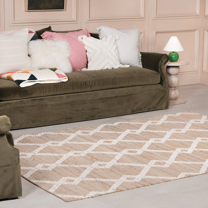 Woven Jute Rug with Wool Pattern 230x160cm