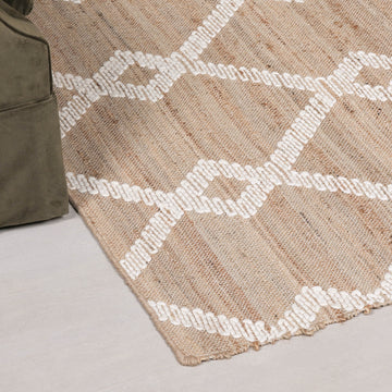 Woven Jute Rug with Wool Pattern 260x180cm