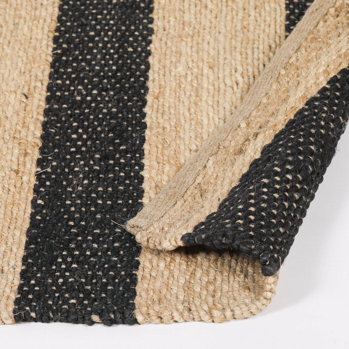 Jute Black Stripe Rug 260x180cm
