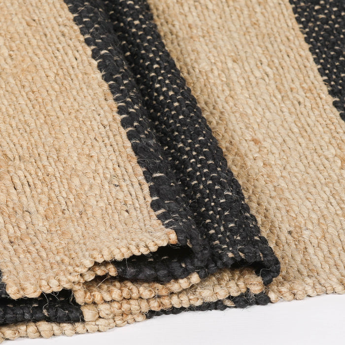Jute Black Stripe Rug 260x180cm