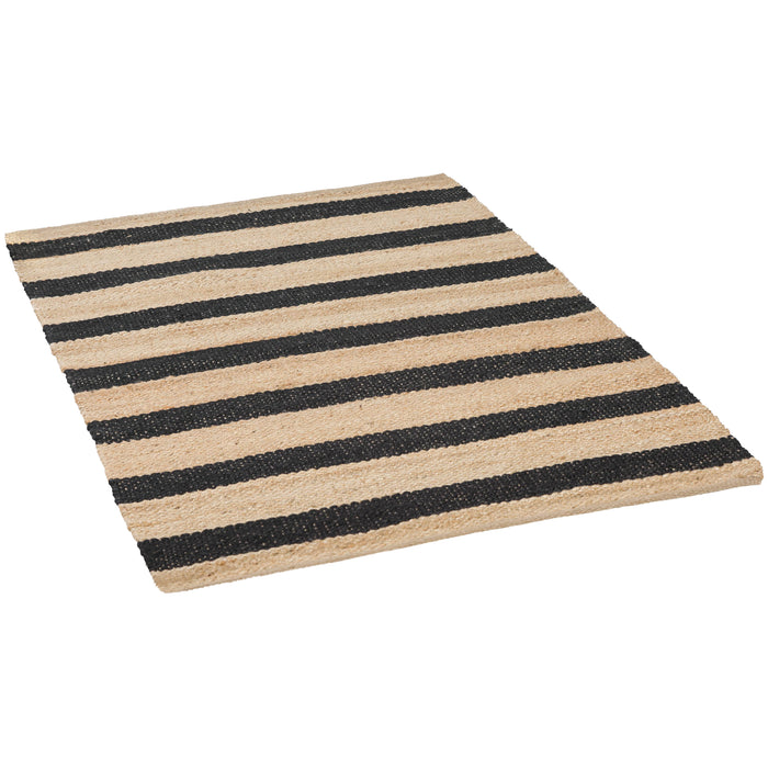 Jute Black Stripe Rug 230x160cm