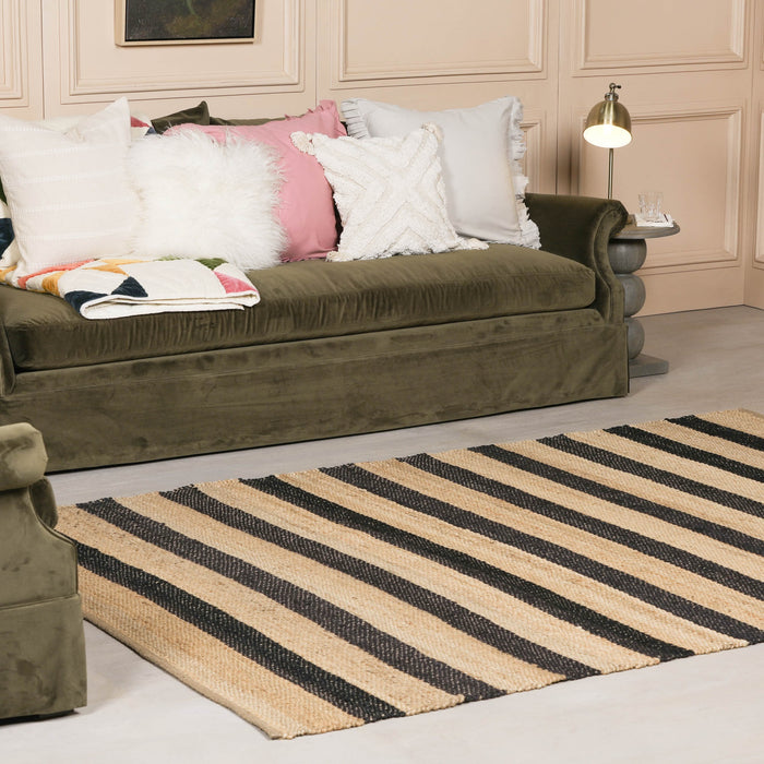 Jute Black Stripe Rug 260x180cm