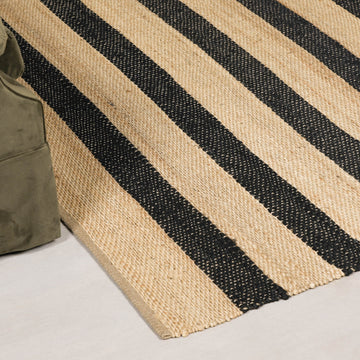 Jute Black Stripe Rug 260x180cm