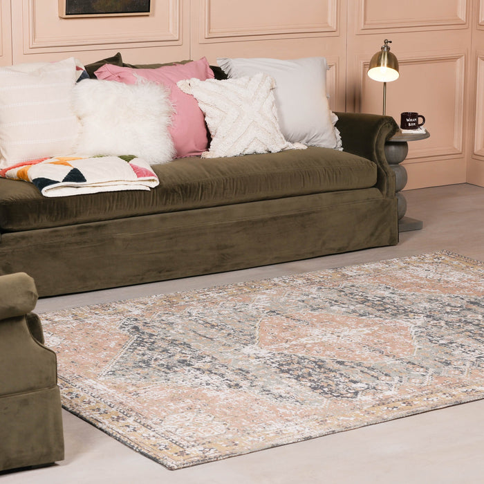Marine Pink Chenille Washed Rug 170x120cm