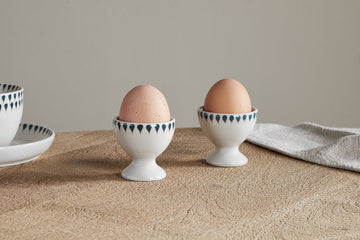 Juniper Drop Egg Cups - Cream & Juniper (Set of 2)
