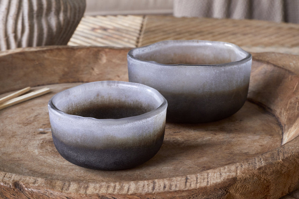 Janka Tealight Holders Smoked Charcoal Set Of 2
