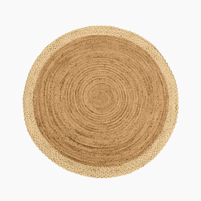 Jenson Round Jute Rug White & Natural