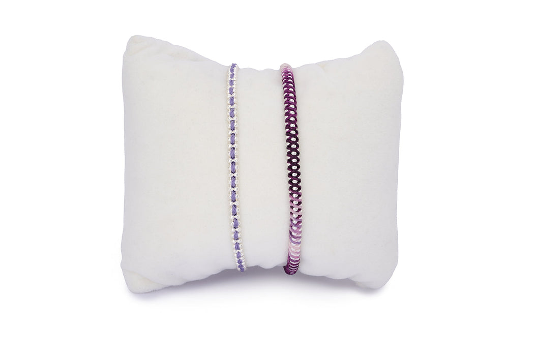Jacaranda Purple & Silver Stacking Bracelet