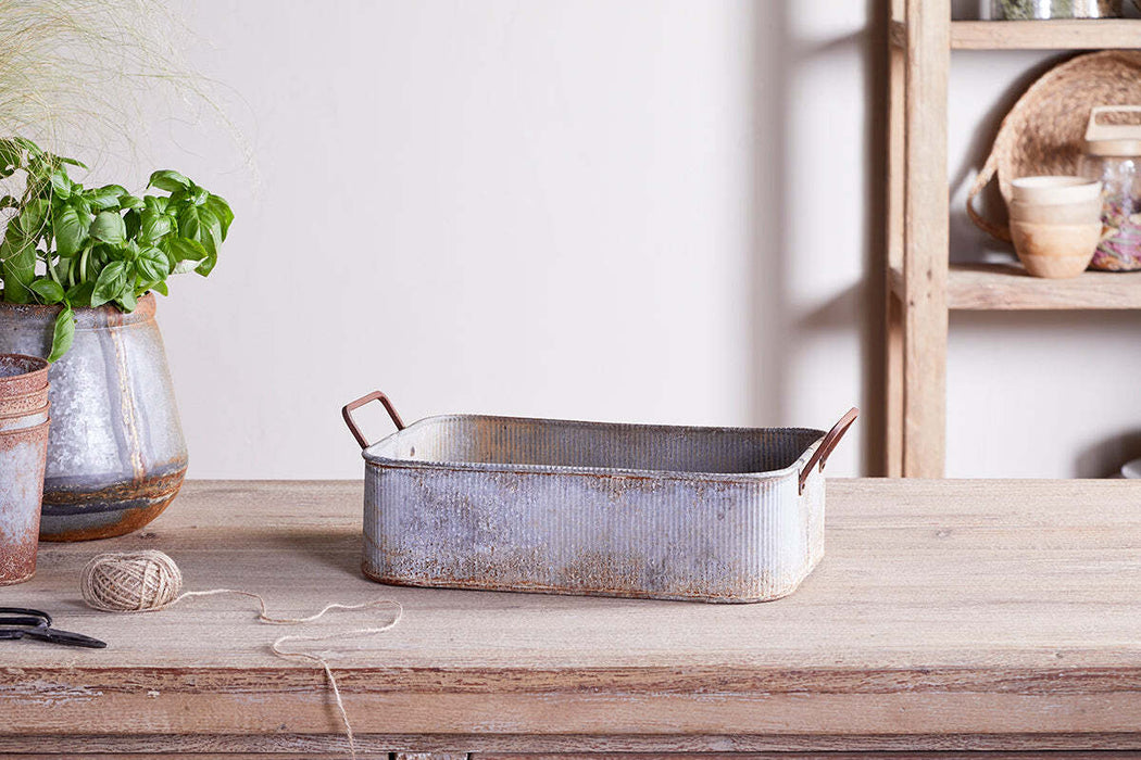 Japos Outdoor Planter Tray Aged Zinc