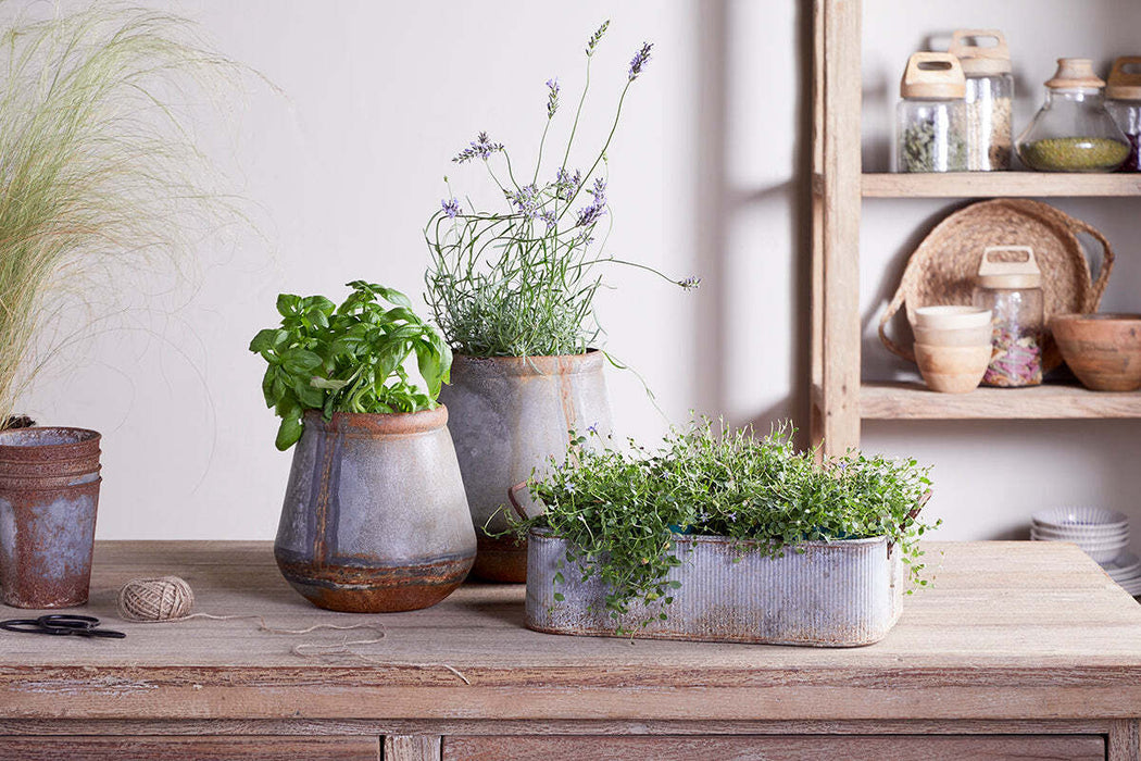 Japos Outdoor Planter Tray Aged Zinc