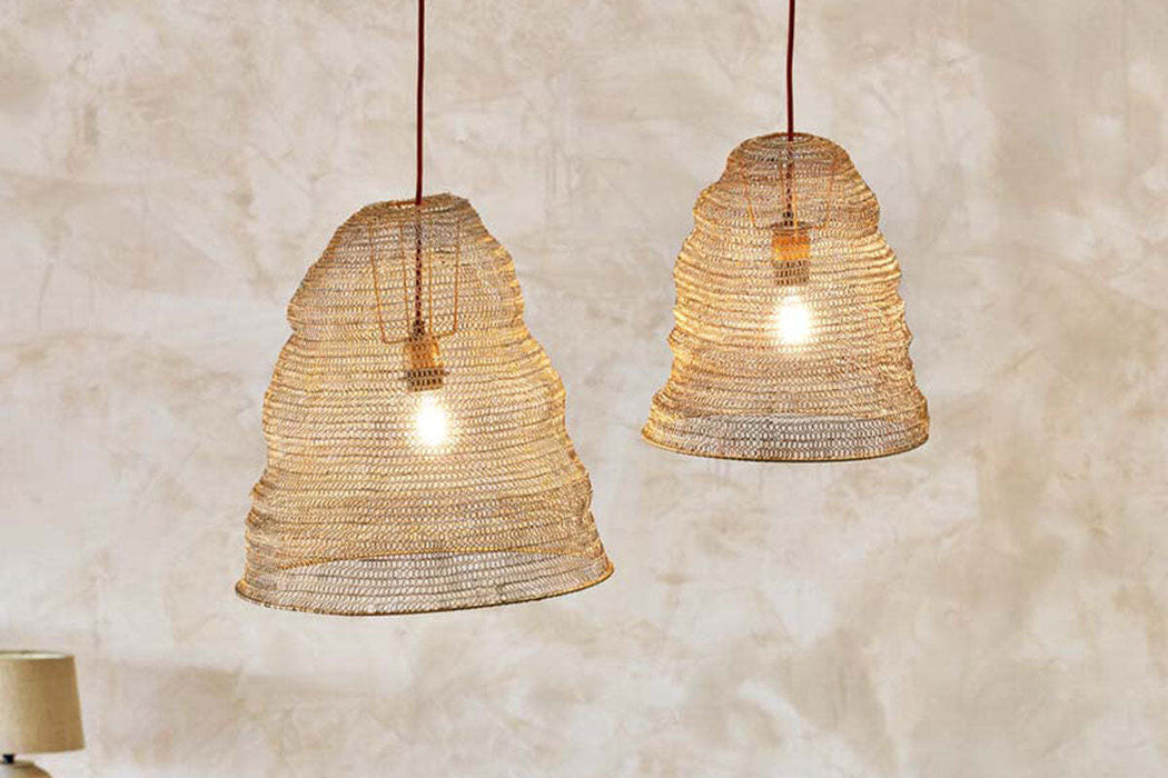 Jatani Wire Lampshade Antique Brass Small Oval