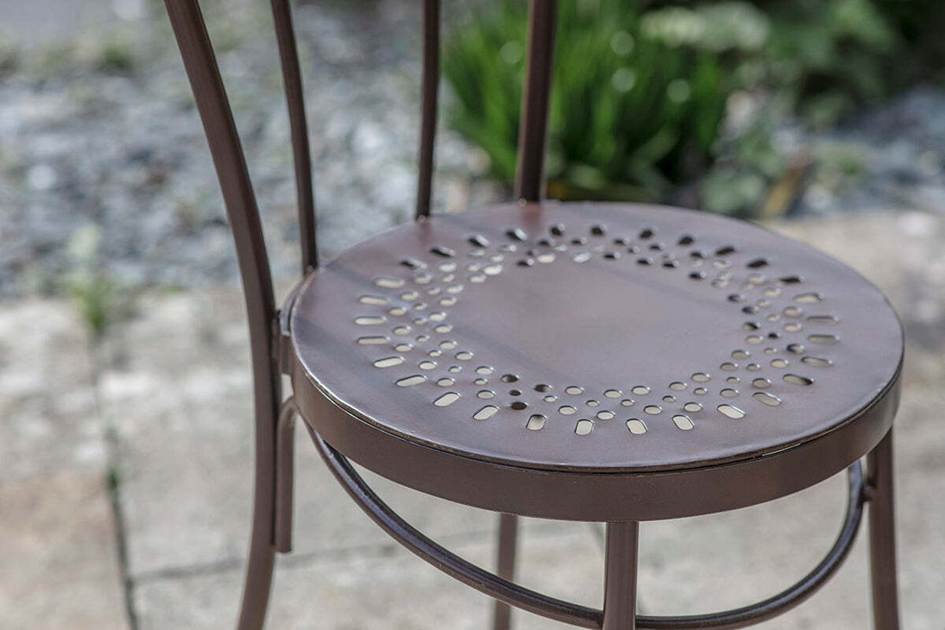 Jeavika Iron Outdoor Bistro Chair Black
