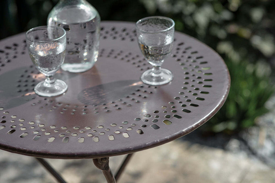 Jeavika Iron Outdoor Bistro Table Black