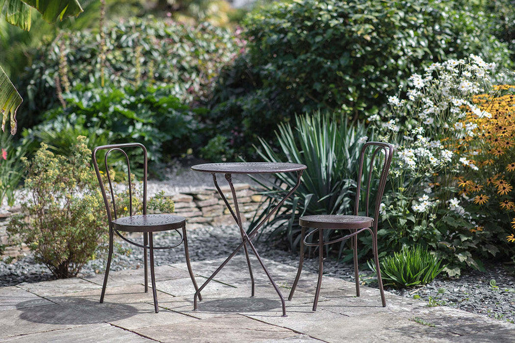 Jeavika Iron Outdoor Bistro Table Black