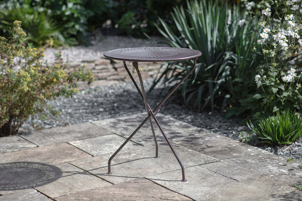 Jeavika Iron Outdoor Bistro Table Black