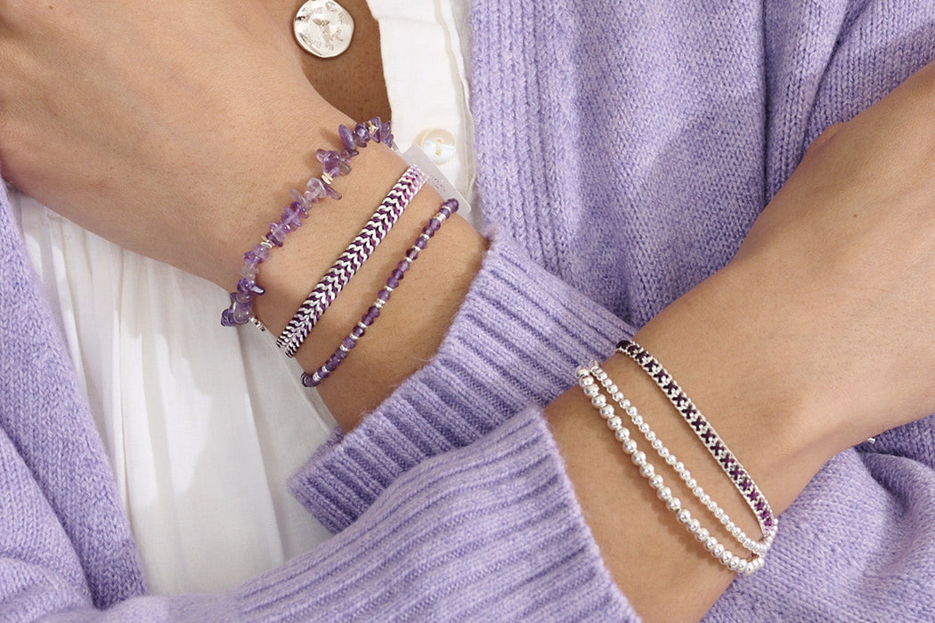 Jeju Purple & Silver Bracelet Stack | Ombre & Silver Beaded Bracelets