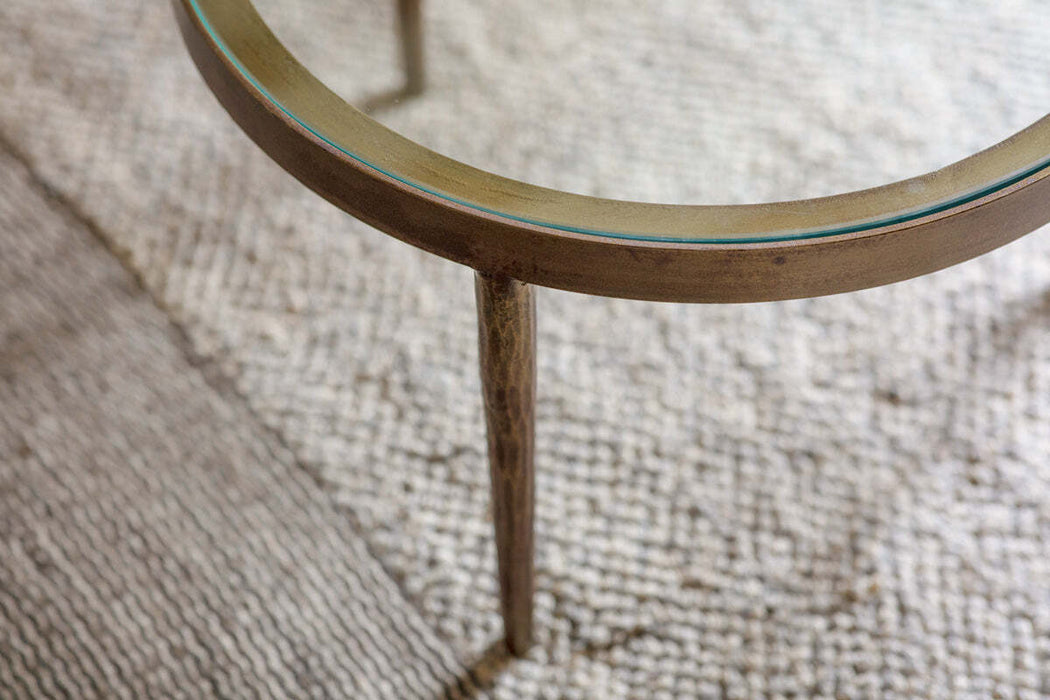 Jiya Iron Glass Nested Coffee Tables Brass
