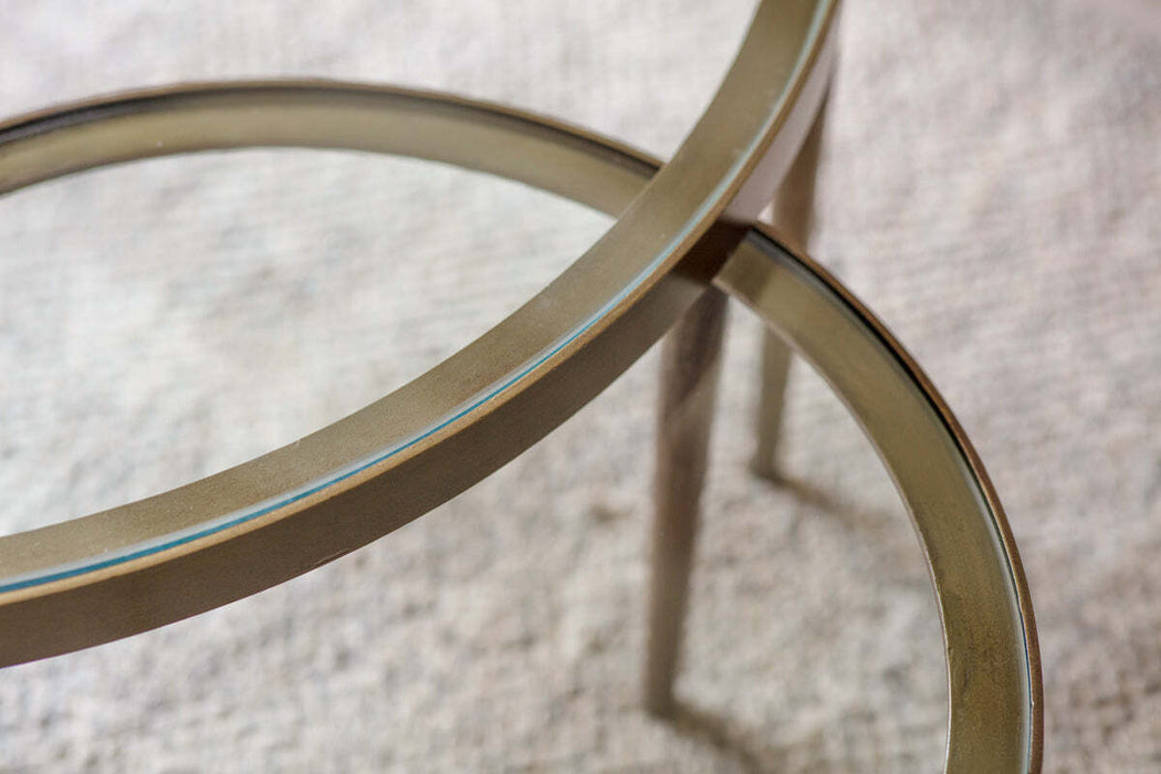 Jiya Iron Glass Nested Coffee Tables Brass