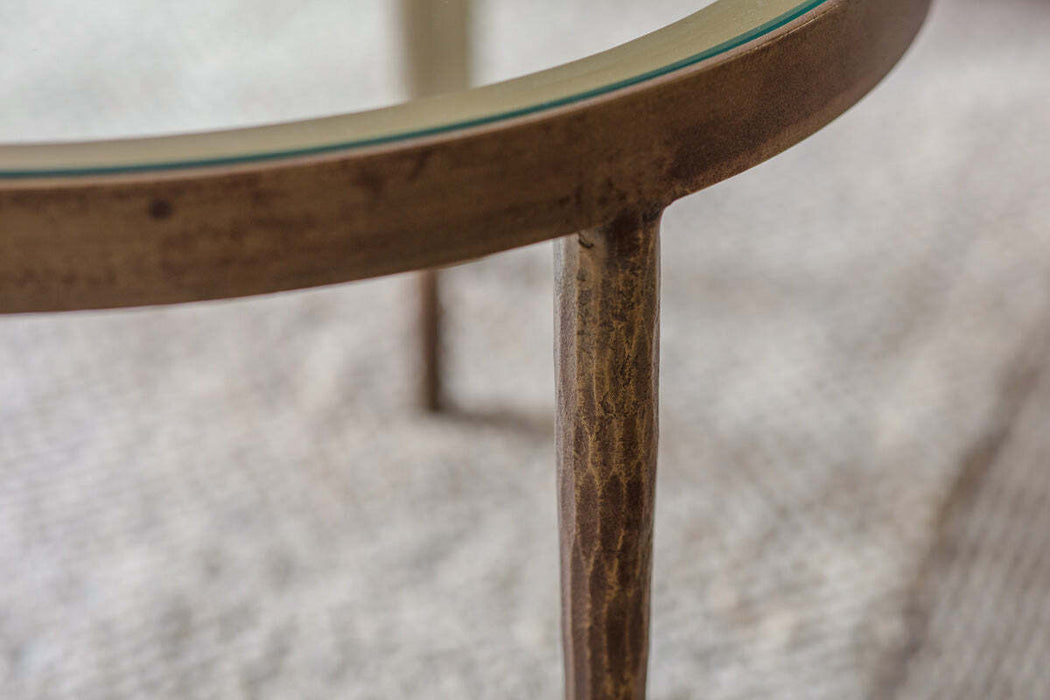 Jiya Iron Glass Nested Coffee Tables Brass