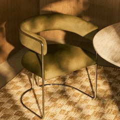 Juliana Carver Dining Chair | Moss Green Sustainable Mohair Velvet & Chrome