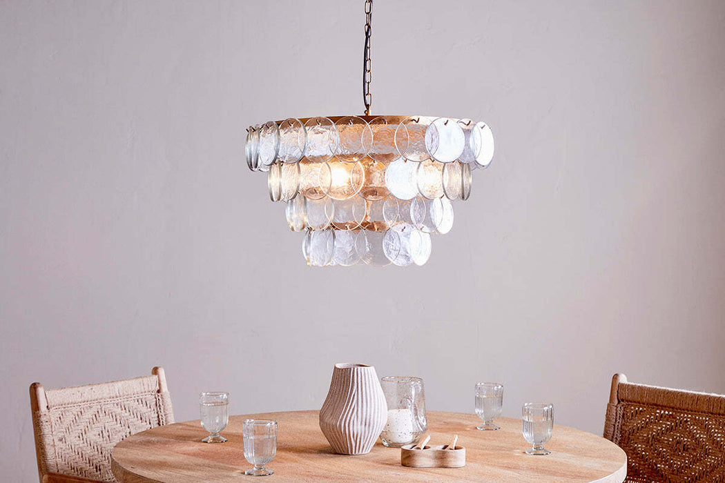 Kagitha Recycled Glass Statement Chandelier Antique Brass Clear