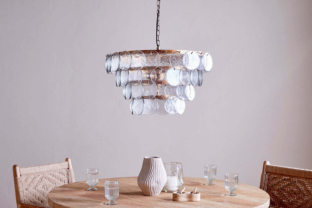 Kagitha Recycled Glass Statement Chandelier Antique Brass Clear
