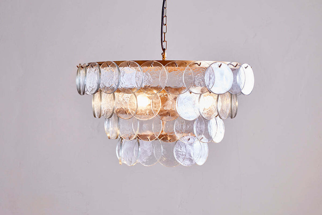 Kagitha Recycled Glass Statement Chandelier Antique Brass Clear