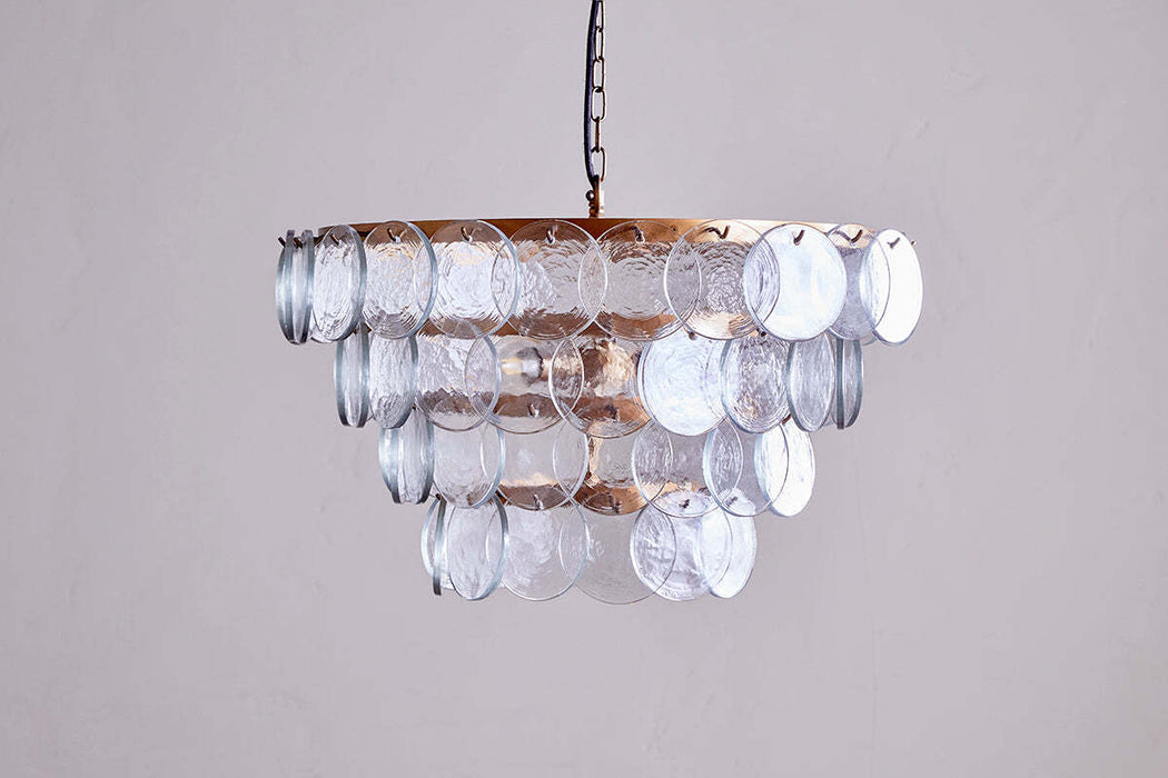 Kagitha Recycled Glass Statement Chandelier Antique Brass Clear