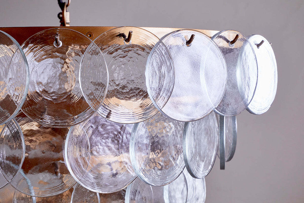 Kagitha Recycled Glass Statement Chandelier Antique Brass Clear